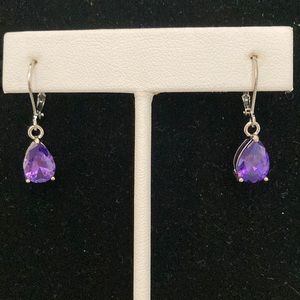 5.4 Cts. CZ - French wire dangling earrings with Silvertone setting